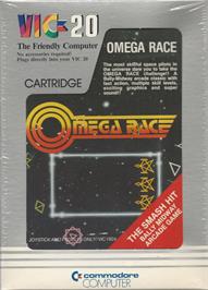Box cover for Omega Race on the Commodore VIC-20.