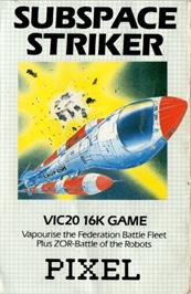 Box cover for Subspace Striker on the Commodore VIC-20.