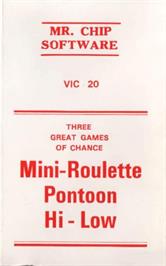 Box cover for Three Great Games Of Chance on the Commodore VIC-20.