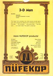 Box back cover for 3-d Man on the Commodore VIC-20.