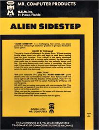Box back cover for Alien Sidestep on the Commodore VIC-20.