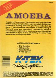 Box back cover for Amoeba on the Commodore VIC-20.