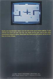 Box back cover for Amok on the Commodore VIC-20.
