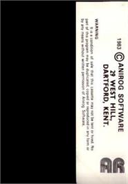 Box back cover for Battlefield on the Commodore VIC-20.