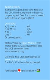 Box back cover for Blue Star on the Commodore VIC-20.