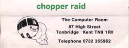 Box back cover for Chopper Raid on the Commodore VIC-20.