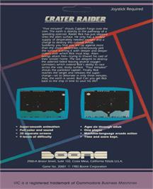 Box back cover for Crater Raider on the Commodore VIC-20.