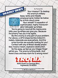 Box back cover for Deadly Skies on the Commodore VIC-20.