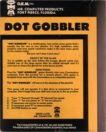 Box back cover for Dot Gobbler on the Commodore VIC-20.