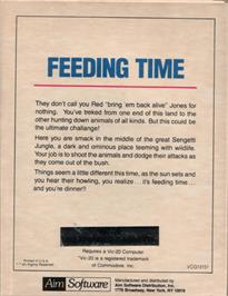 Box back cover for Feeding Time on the Commodore VIC-20.