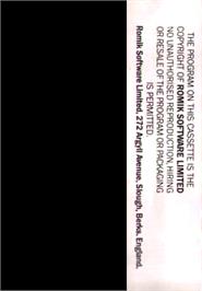 Box back cover for Galaxia on the Commodore VIC-20.