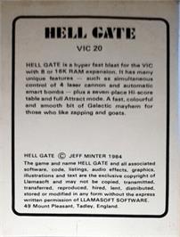 Box back cover for Hellgate on the Commodore VIC-20.