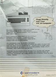 Box back cover for Menagerie on the Commodore VIC-20.