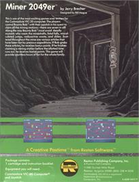 Box back cover for Miner 2049er on the Commodore VIC-20.