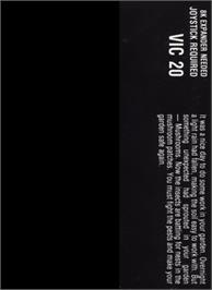 Box back cover for Mushroom Alley on the Commodore VIC-20.