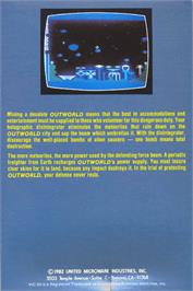 Box back cover for Outworld on the Commodore VIC-20.