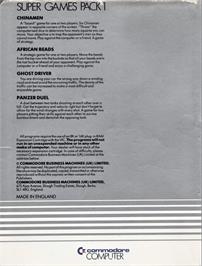 Box back cover for Panzer Duel on the Commodore VIC-20.