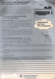Box back cover for Pirate Adventure on the Commodore VIC-20.