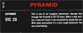 Box back cover for Pyramid on the Commodore VIC-20.