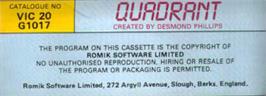 Box back cover for Quadrant on the Commodore VIC-20.