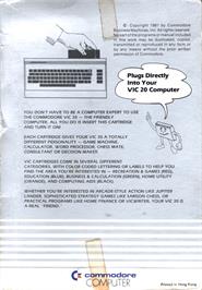 Box back cover for Raid On Fort Knox on the Commodore VIC-20.