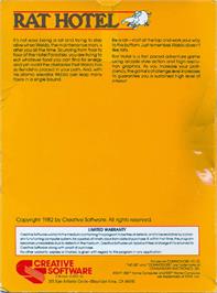 Box back cover for Rat Hotel on the Commodore VIC-20.