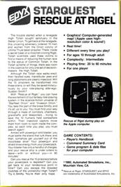 Box back cover for Rescue At Rigel on the Commodore VIC-20.