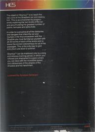 Box back cover for Shamus on the Commodore VIC-20.