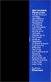 Box back cover for Skyhawk on the Commodore VIC-20.