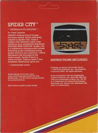 Box back cover for Spider City on the Commodore VIC-20.