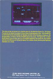 Box back cover for Spiders Of Mars on the Commodore VIC-20.