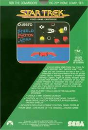 Box back cover for Star Trek Strategic Operations Simulator on the Commodore VIC-20.