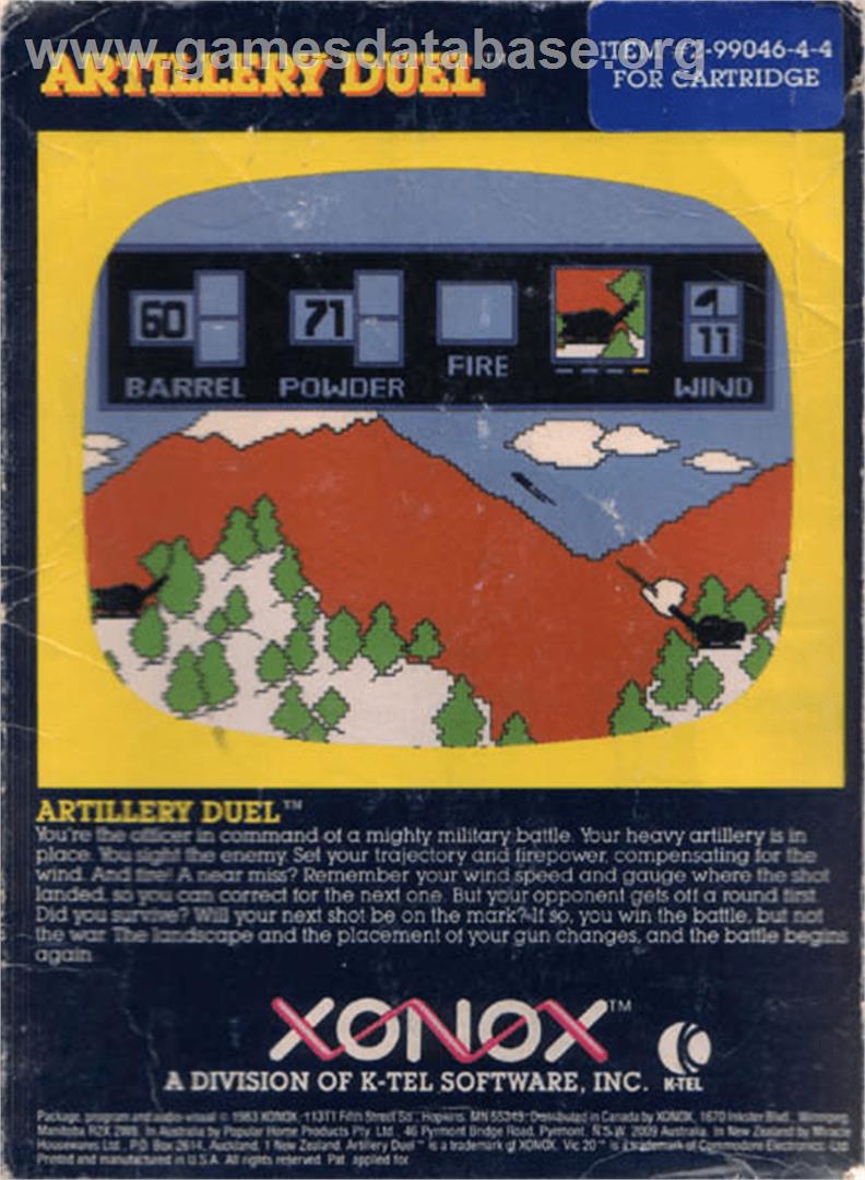 Artillery Duel - Commodore VIC-20 - Artwork - Box Back