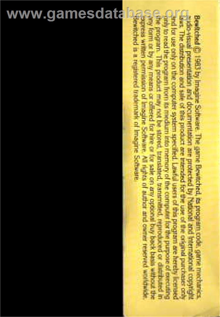 Bewitched - Commodore VIC-20 - Artwork - Box Back