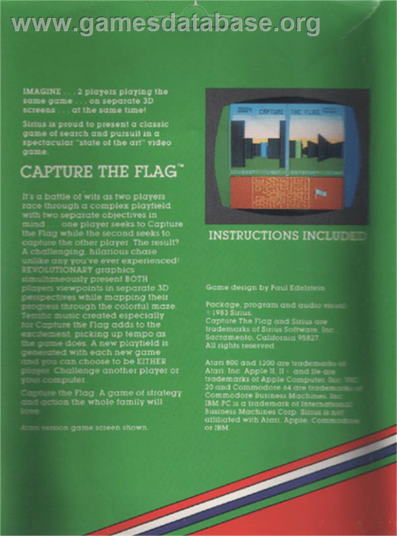 Capture The Flag - Commodore VIC-20 - Artwork - Box Back