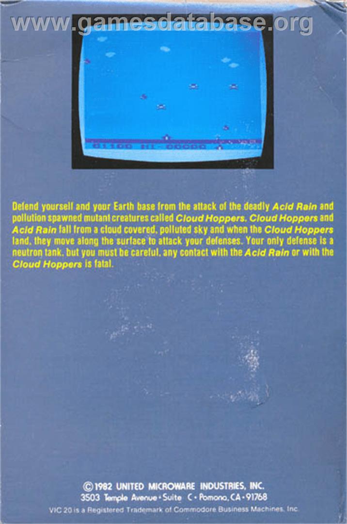 Cloudburst - Commodore VIC-20 - Artwork - Box Back