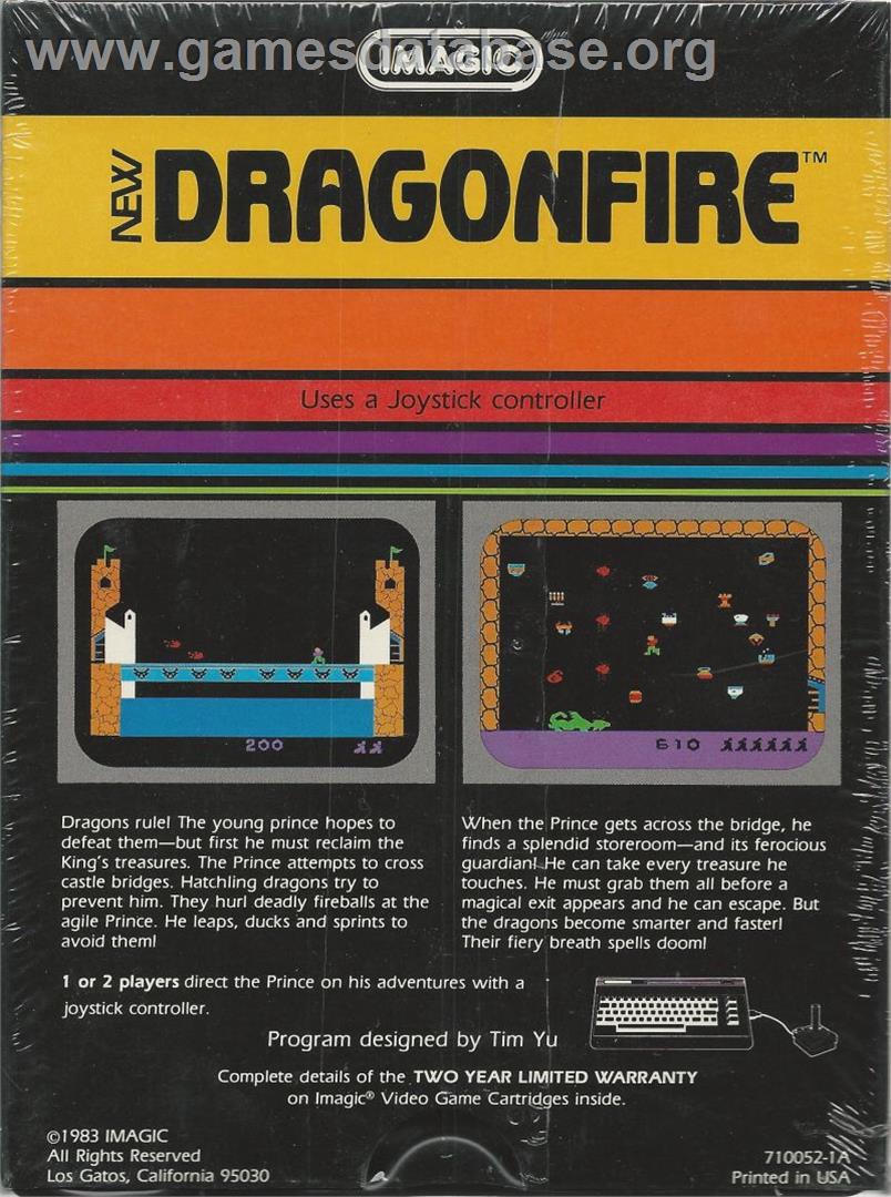 Dragon Fire - Commodore VIC-20 - Artwork - Box Back