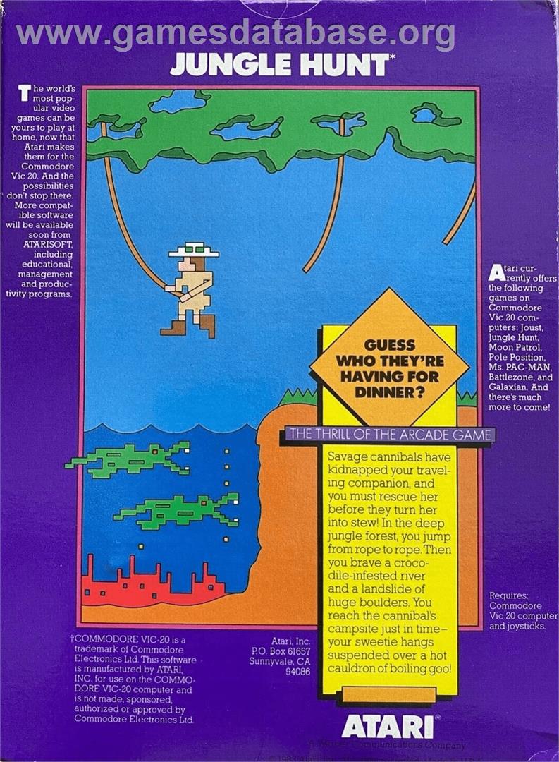 Jungle Hunt - Commodore VIC-20 - Artwork - Box Back
