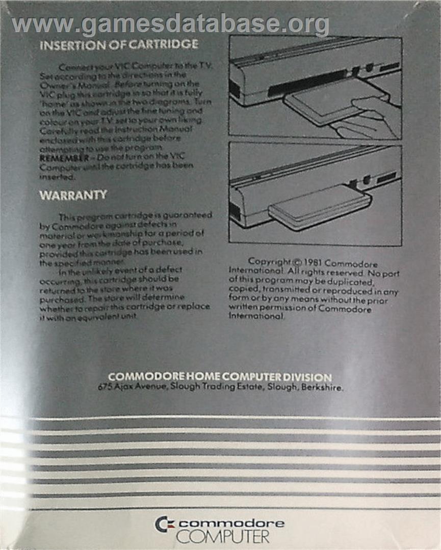 Midnight Drive - Commodore VIC-20 - Artwork - Box Back