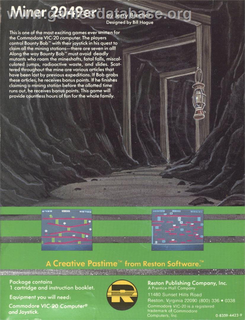 Miner 2049er - Commodore VIC-20 - Artwork - Box Back