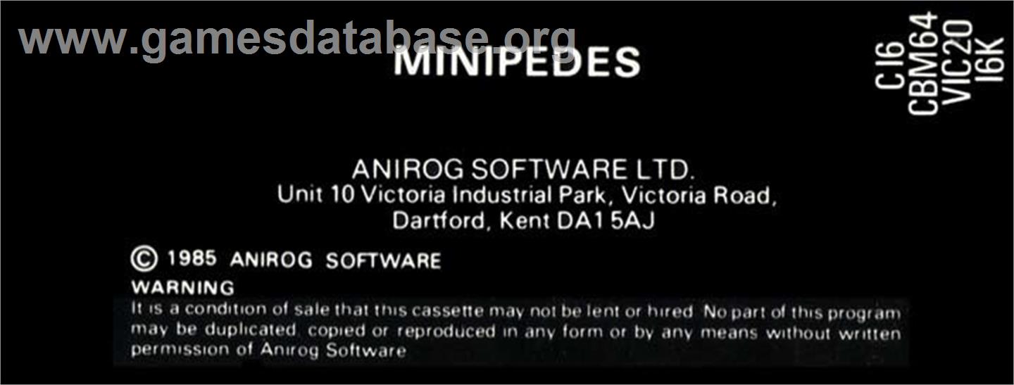 Minipedes - Commodore VIC-20 - Artwork - Box Back