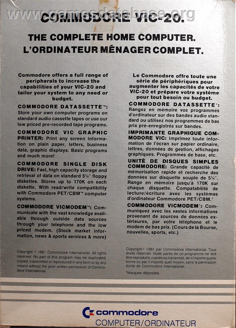 Mission Impossible - Commodore VIC-20 - Artwork - Box Back