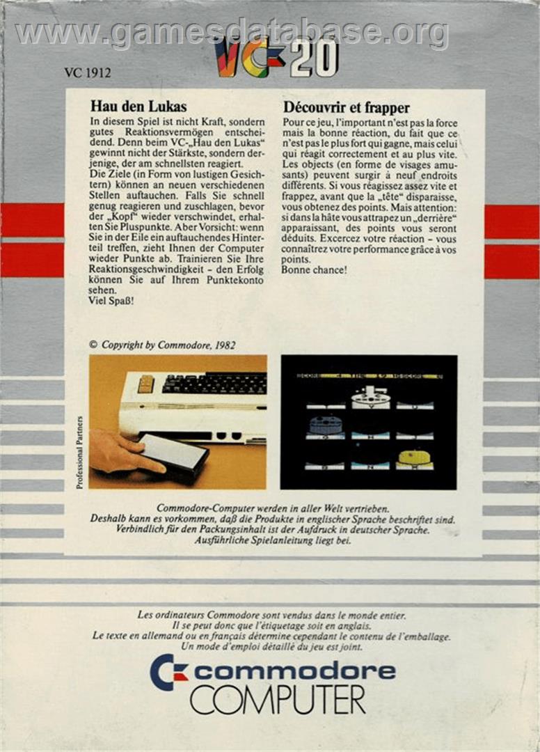 Mole Attack - Commodore VIC-20 - Artwork - Box Back