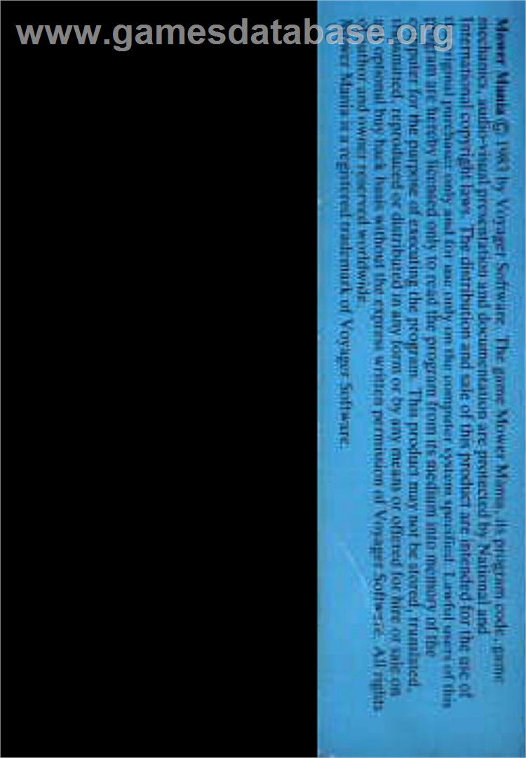 Mower Mania - Commodore VIC-20 - Artwork - Box Back