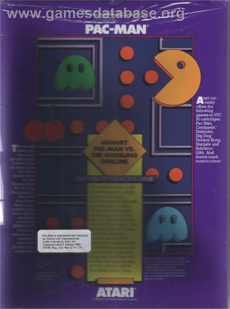 Pac-Man - Commodore VIC-20 - Artwork - Box Back