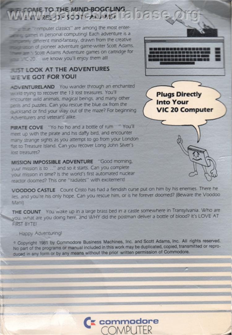 Pirate Adventure - Commodore VIC-20 - Artwork - Box Back