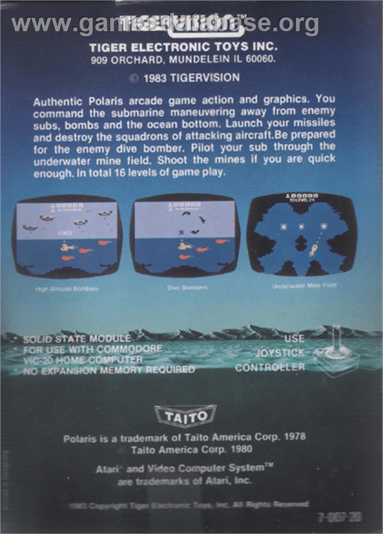 Polaris - Commodore VIC-20 - Artwork - Box Back