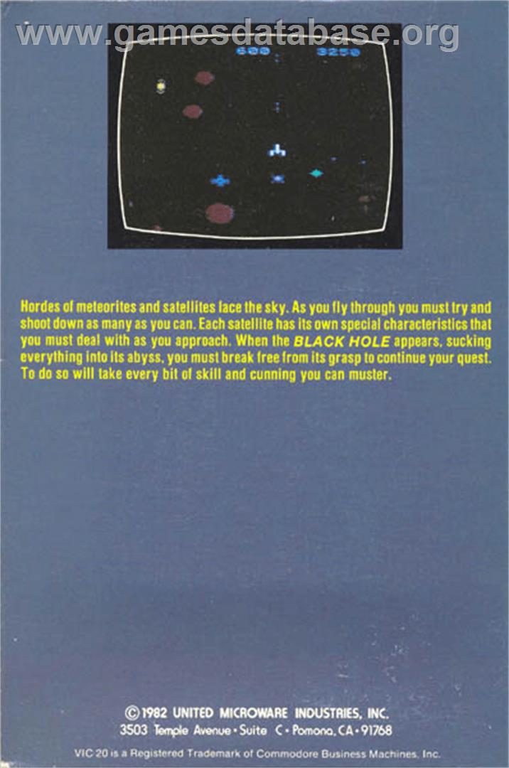 Satellites And Meteorites - Commodore VIC-20 - Artwork - Box Back