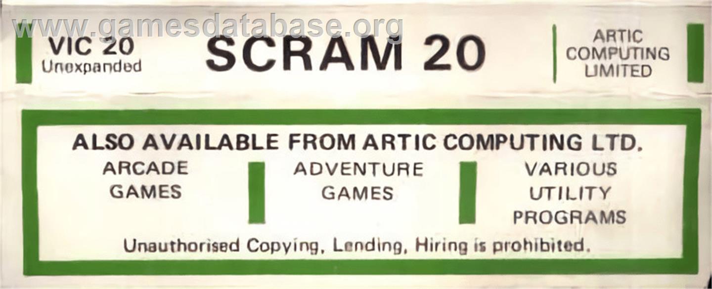 Scram 20 - Commodore VIC-20 - Artwork - Box Back