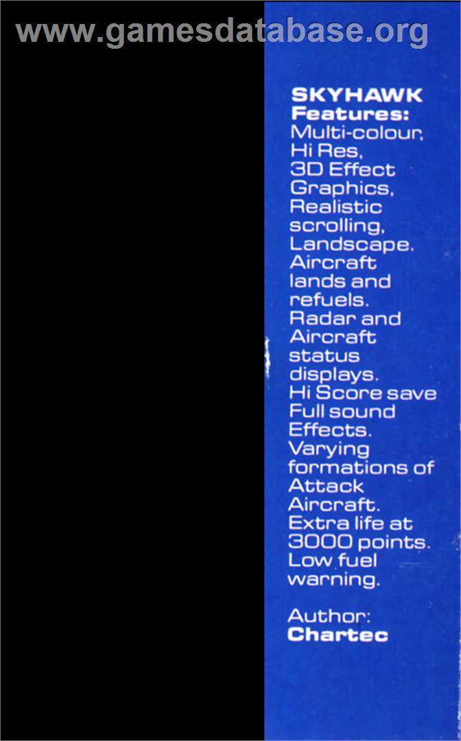 Skyhawk - Commodore VIC-20 - Artwork - Box Back